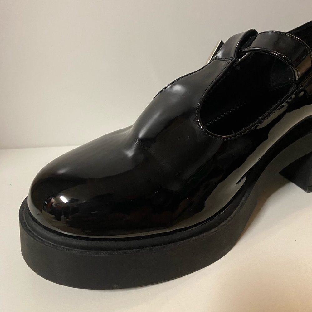ASOS DESIGN Stealth Mary Jane Chunky Mid Heeled Shoes Black Patent Women’s 8 - Picture 8 of 12